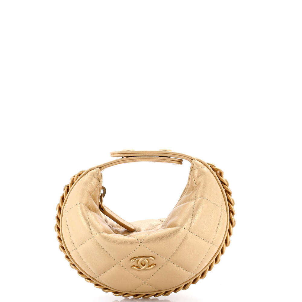Chanel Extra Mini Chain Around Hobo Pouch Quilted Lambskin